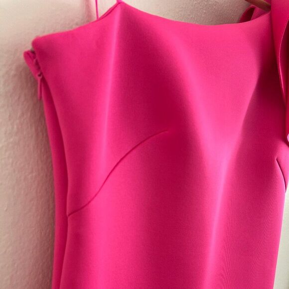 Eliza J. One-Shoulder Scuba Crepe Cocktail Dress in Hot Pink - Picture 6 of 8